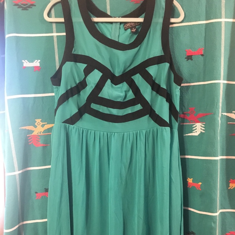 1X Forever21 Teal cocktail dress w/ Black details